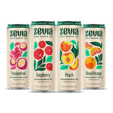 Zevia pack de 12 latas mostrando el frente con variedad frutal y beneficio sin azúcar