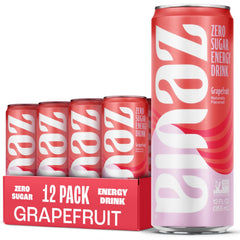 Zevia lata delantera toronja mostrando marca y diseño, refresco sin azúcar beneficioso