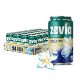 Zevia lata frontal de Vanilla Cola mostrando diseño y beneficio sin azúcar