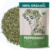 Zhivana Organics paquete frontal de té de menta, aspecto natural y orgánico