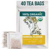 Zhivana Organics paquete frontal de té de milenrama mostrando 40 bolsitas y origen orgánico