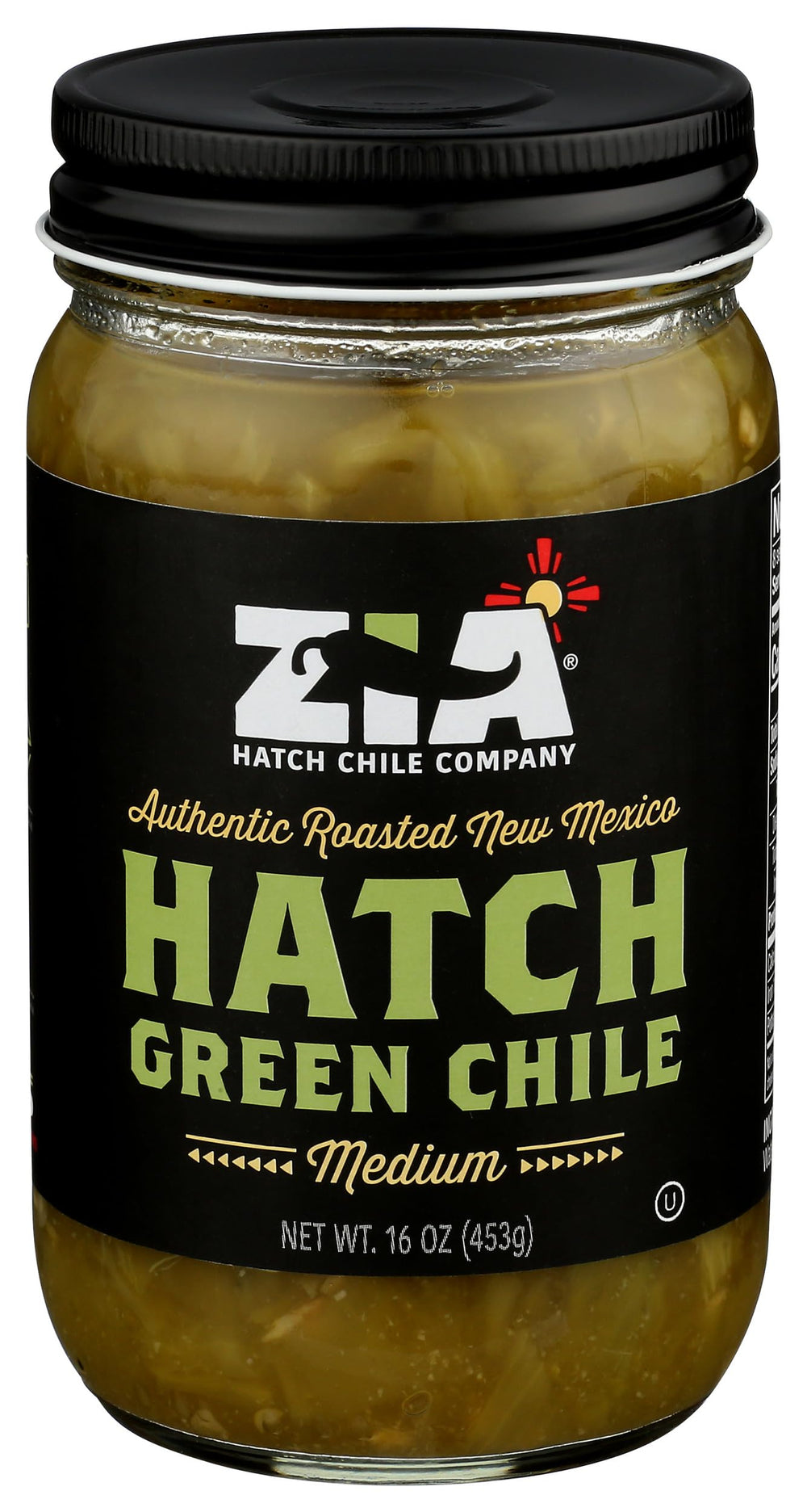 Zia Hatch Chile Company frente del envase mostrando 16 oz y uso práctico