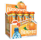 Zipfizz frente del empaque naranja mostrando 12 sobres y beneficios visibles