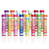 Zipfizz frontal mostrando los 15 sobres y empaque, conveniencia portátil