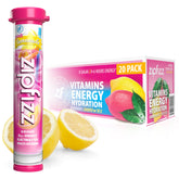 Zipfizz paquete 20 sobres Pink Lemonade mostrando el frente y beneficios