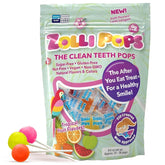 Zollipops frente del empaque mostrando bolsa de 8 oz y beneficio conveniencia