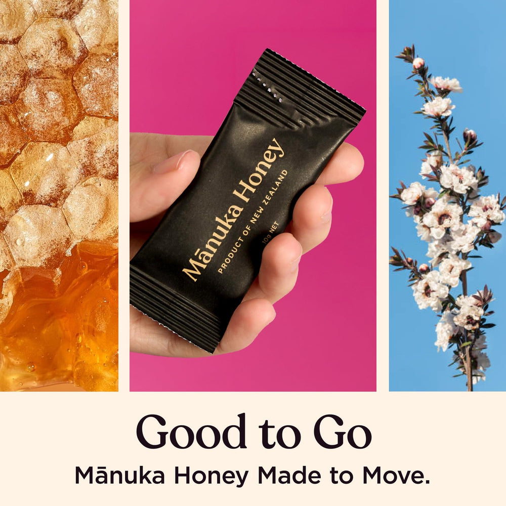 100% Pure New Zealand Honey comparación de tamaño junto a moneda para escala práctica