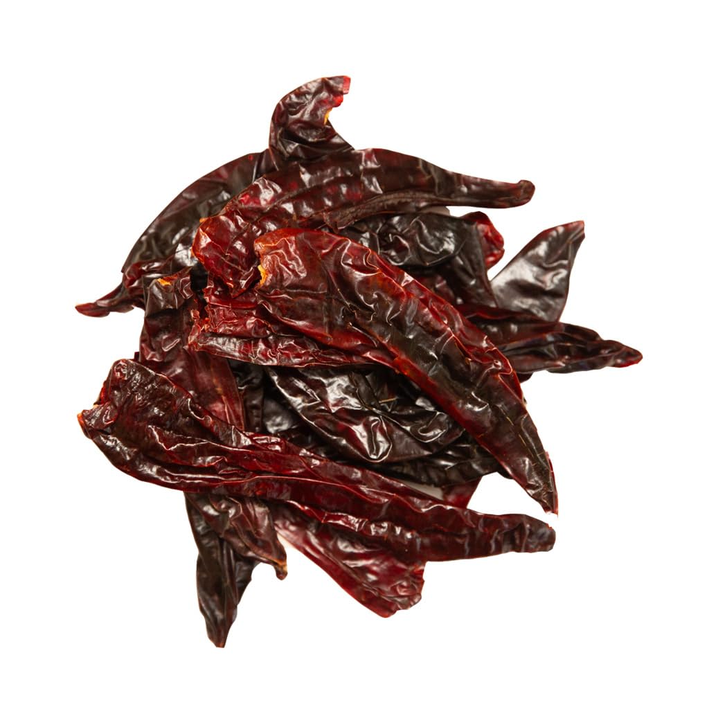 1400S SPICES primer plano de textura de piel de chile California mostrando color y secado