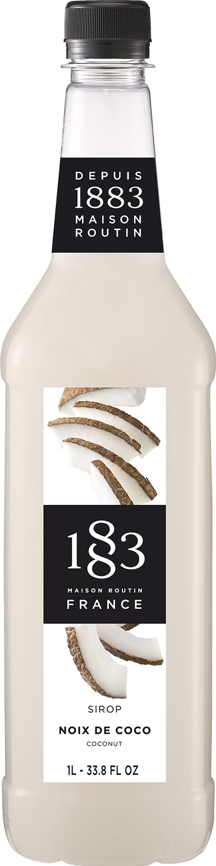 1883 Maison Routin botella de coco frente mostrando tamaño y etiqueta clara