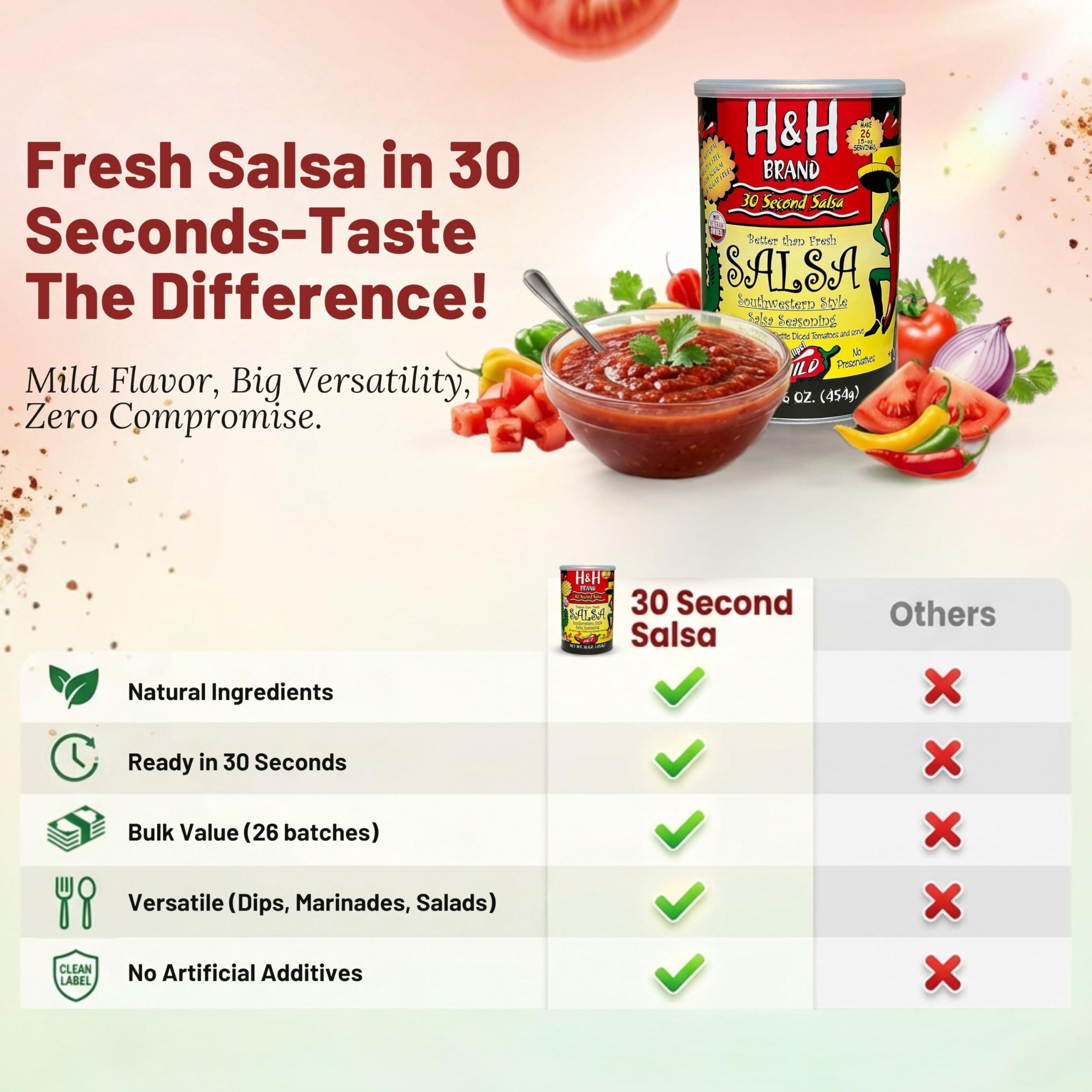 30 SECOND SALSA salsa personalizada con cilantro y lima para toque fresco