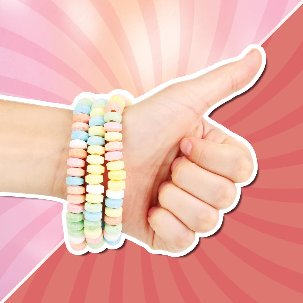 4YoreElves mesa de dulces con pulseras pastel, aporta estética retro