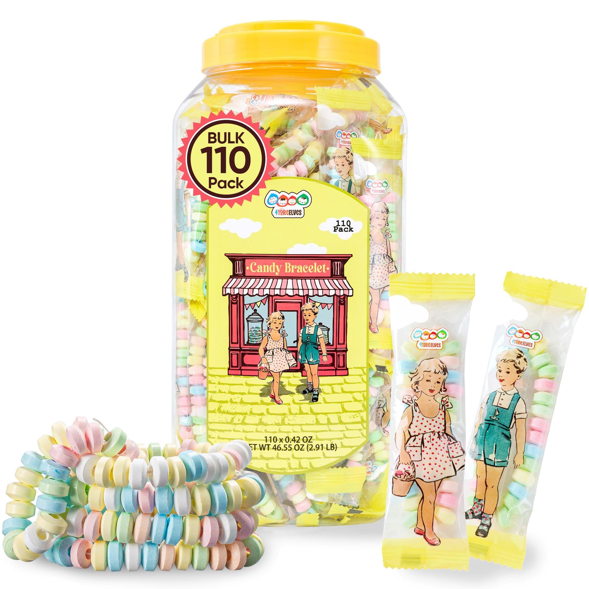 4YoreElves tub exhibición con pulseras de caramelo, ideal para servir