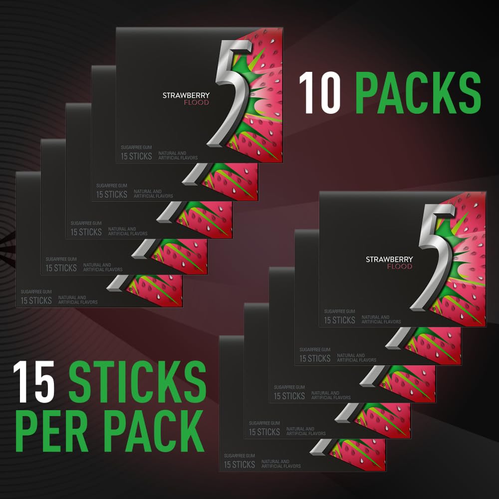5 GUM chicle en mano para comparar tamaño y fácil transporte