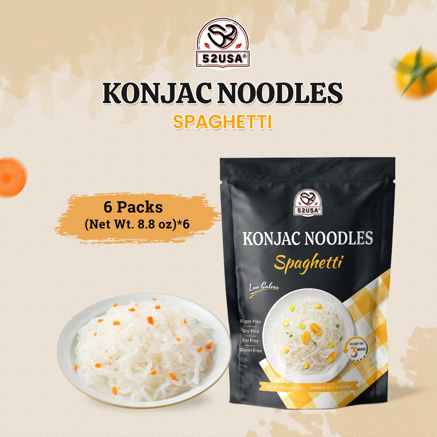 52USA tallarinas en sopa caliente absorbiendo sabores sin calorías