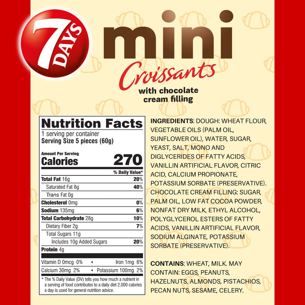 7Days croissant en lonchera junto a café, snack conveniente