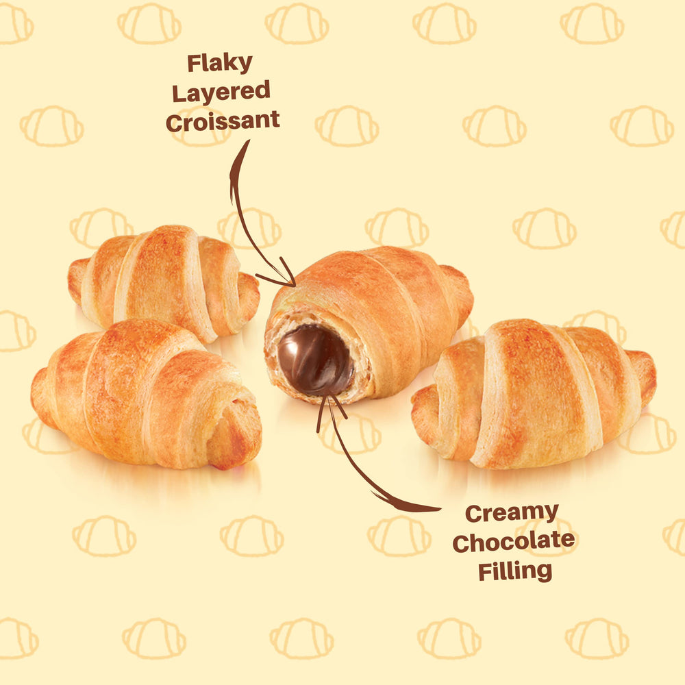 7Days croissant partido mostrando relleno de chocolate cremoso
