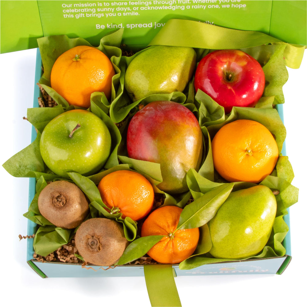 A Gift Inside caja frontal con lazo mostrando variedad y presentación elegante