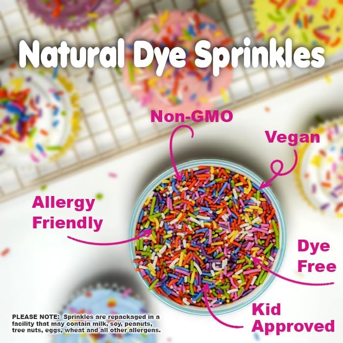 A Great Surprise primer plano textura de jimmies naturales, muestra adherencia