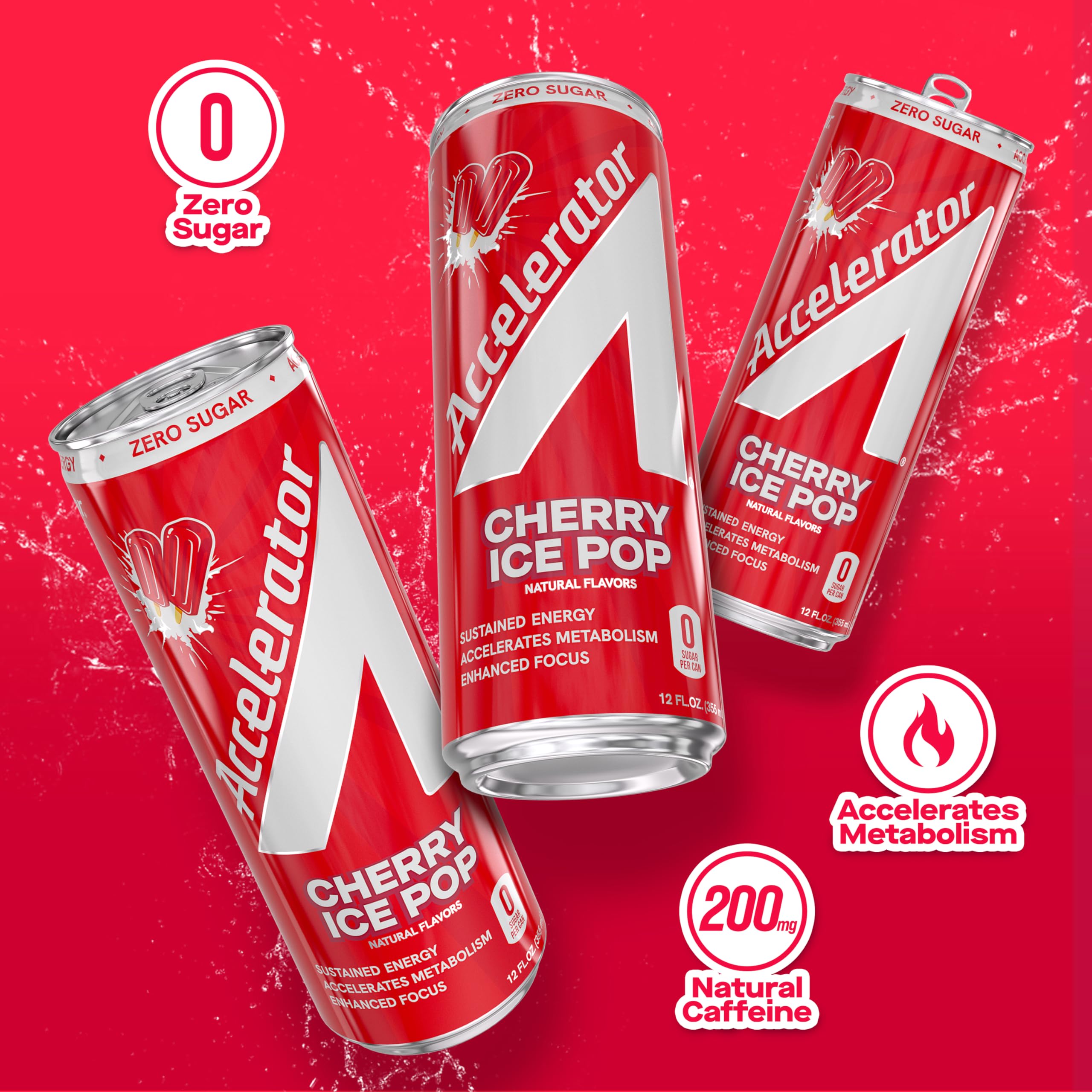 ACCELERATOR lata sobre mesa en ambiente veraniego evocando sabor Cherry Ice Pop