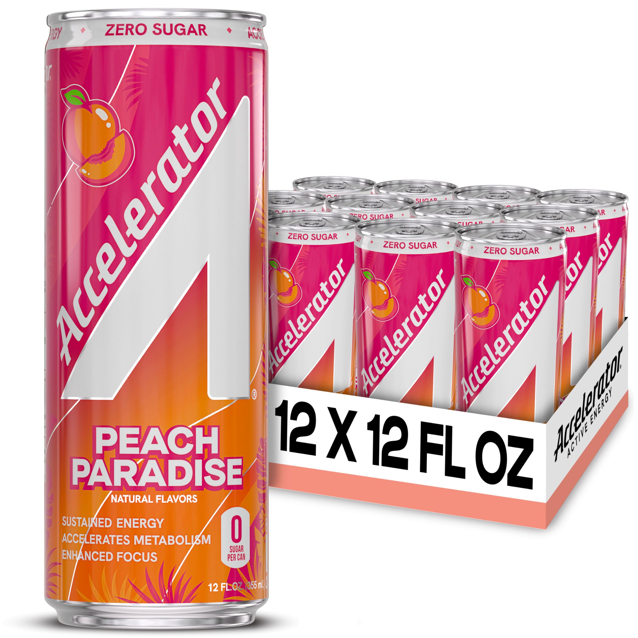 Accelerator lata frontal Peach Paradise mostrando diseño y energía