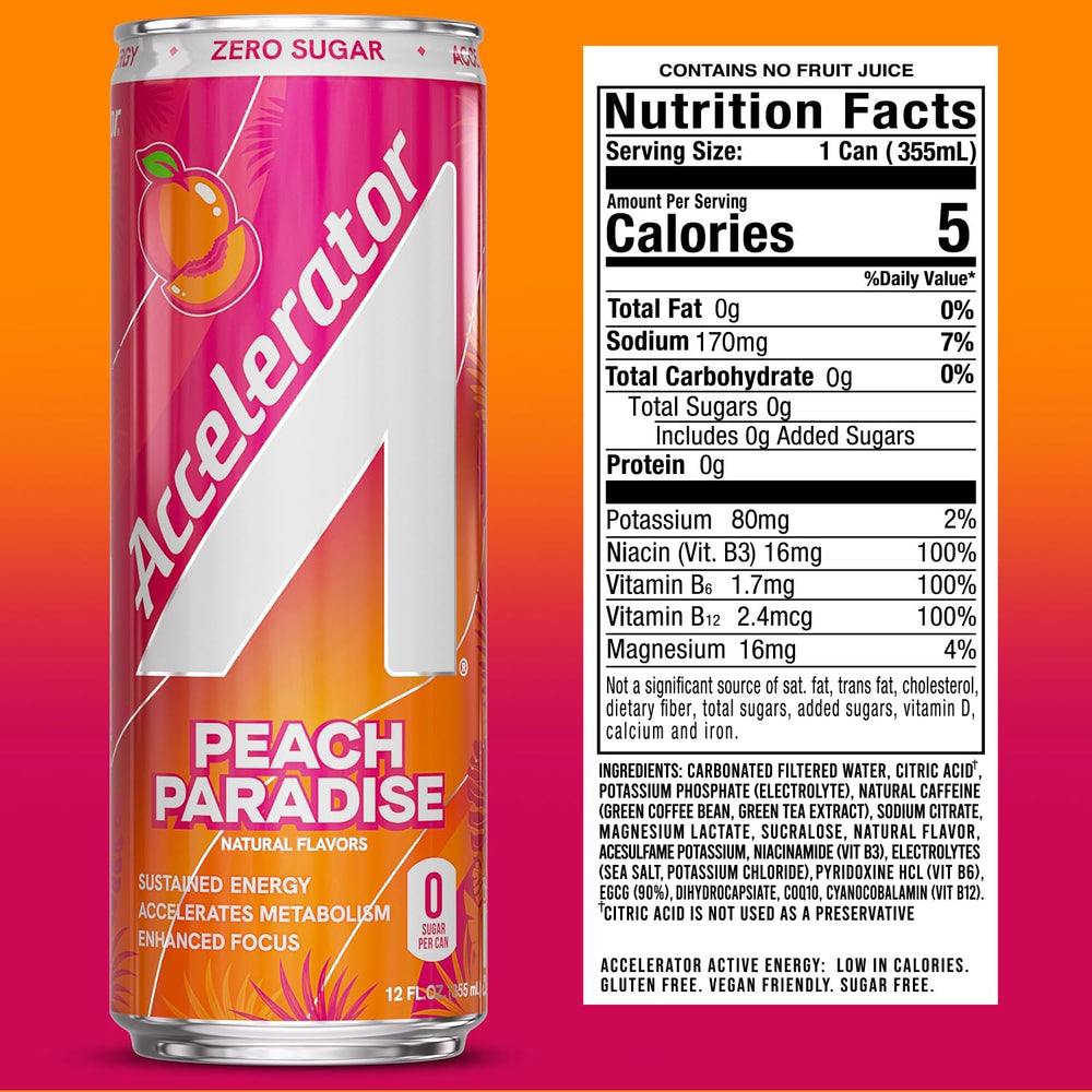 Accelerator pack de 12 latas Peach Paradise ideal para stock
