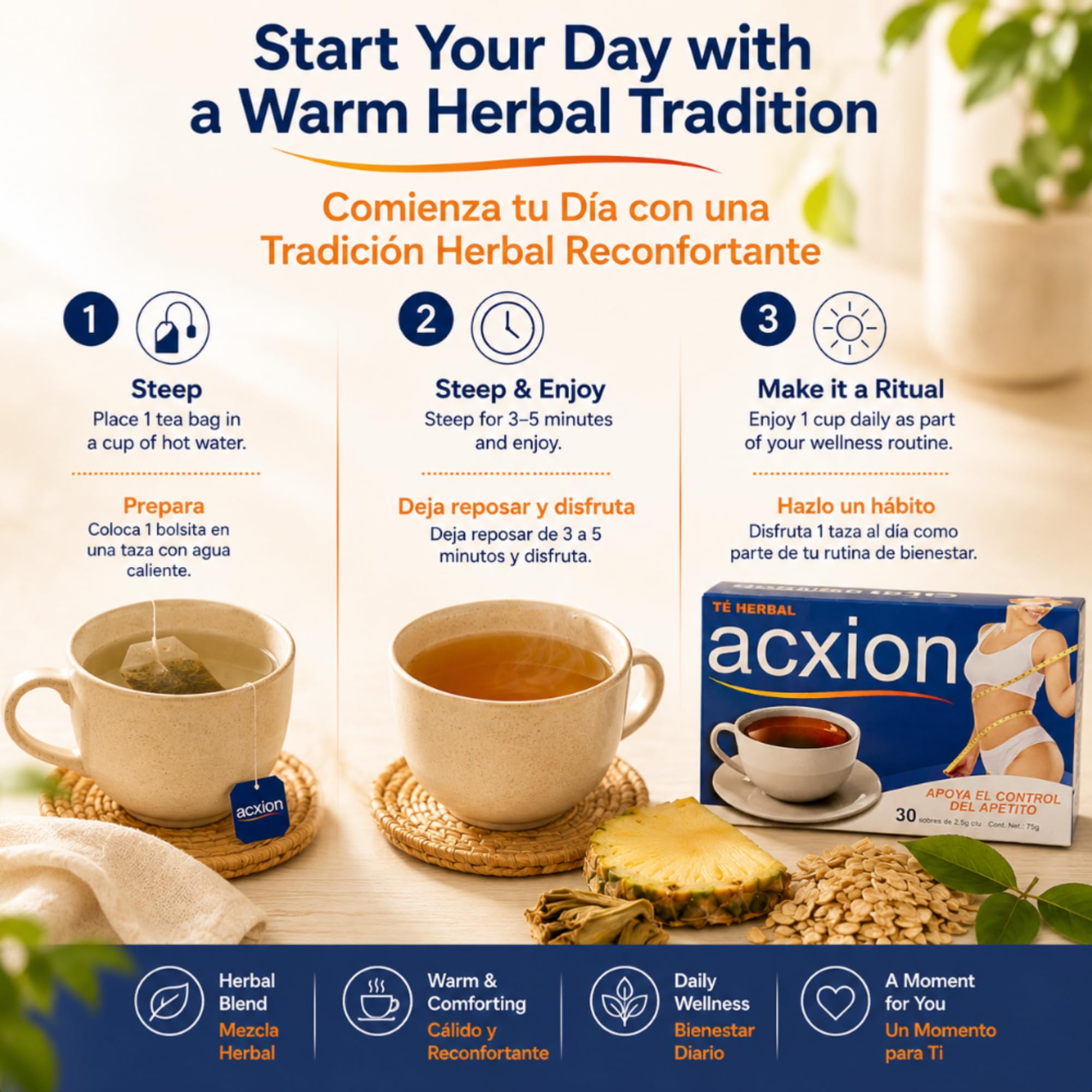 acxion detalle de hojas de té verde y pu-erh secas, muestra calidad de ingredientes