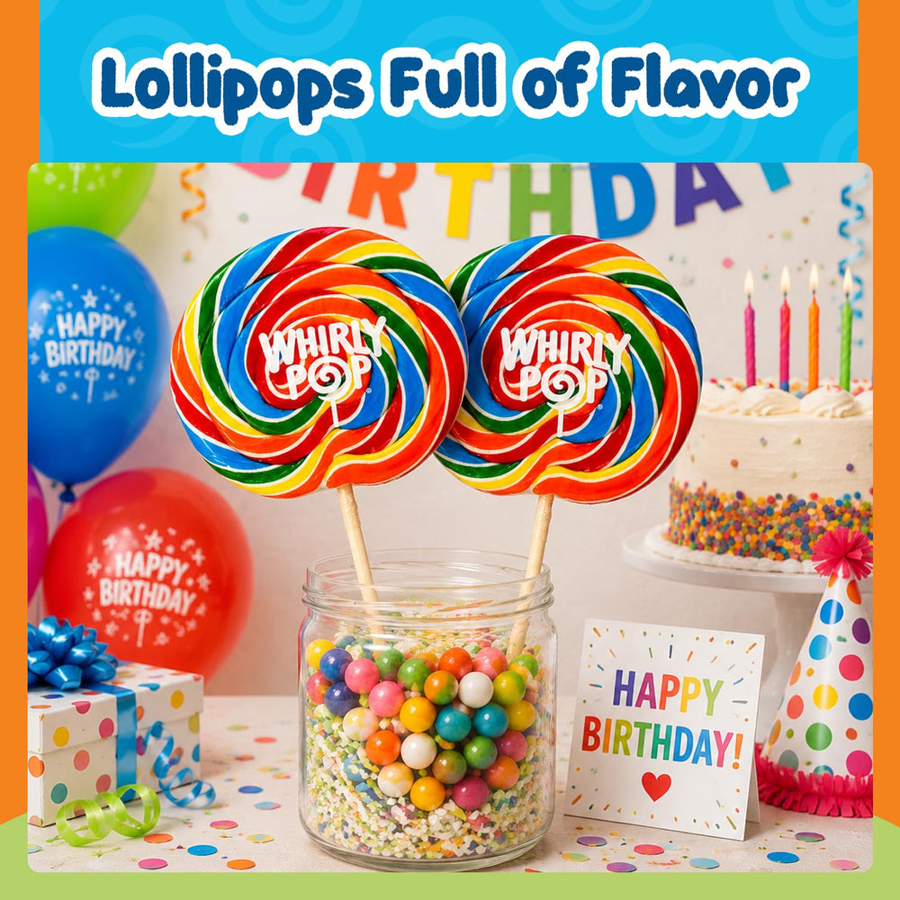 Adams & Brooks Whirly Pop usado como topper de torta, adorno llamativo