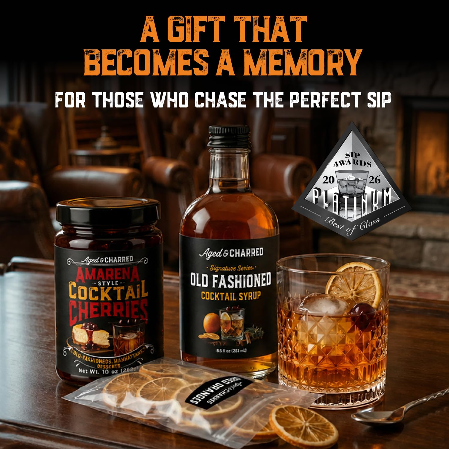 Aged & Charred presentación del kit envuelto listo para regalar