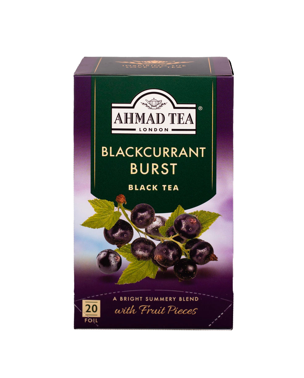 Ahmad Tea vista frontal del empaque con diseño y contenido claro
