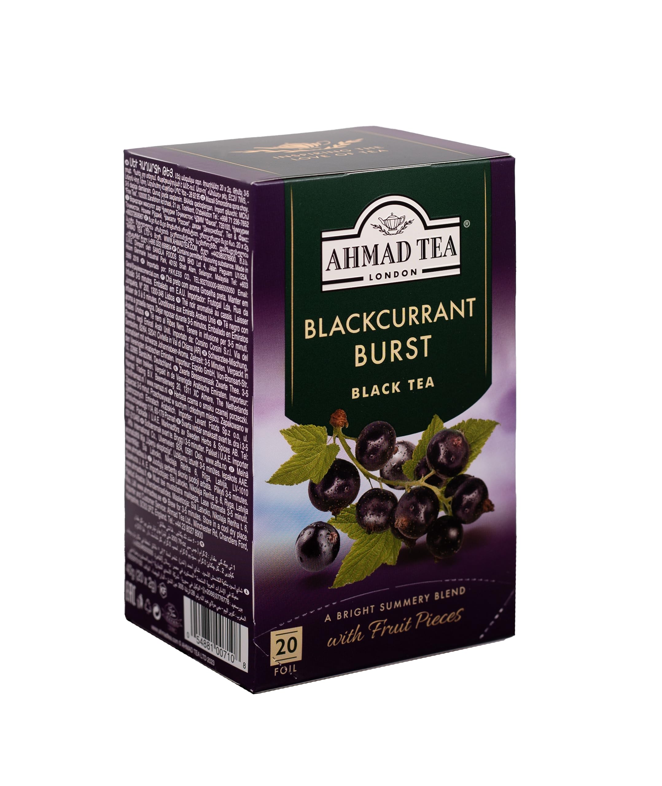 Ahmad Tea taza caliente mostrando color y aroma afrutado reconfortante