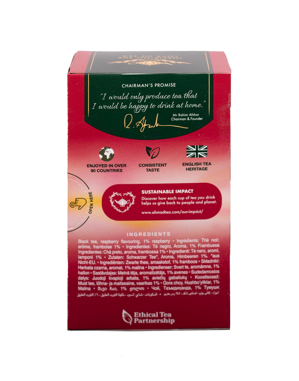 Ahmad Tea seis cajas alineadas mostrando el suministro de 120 bolsitas