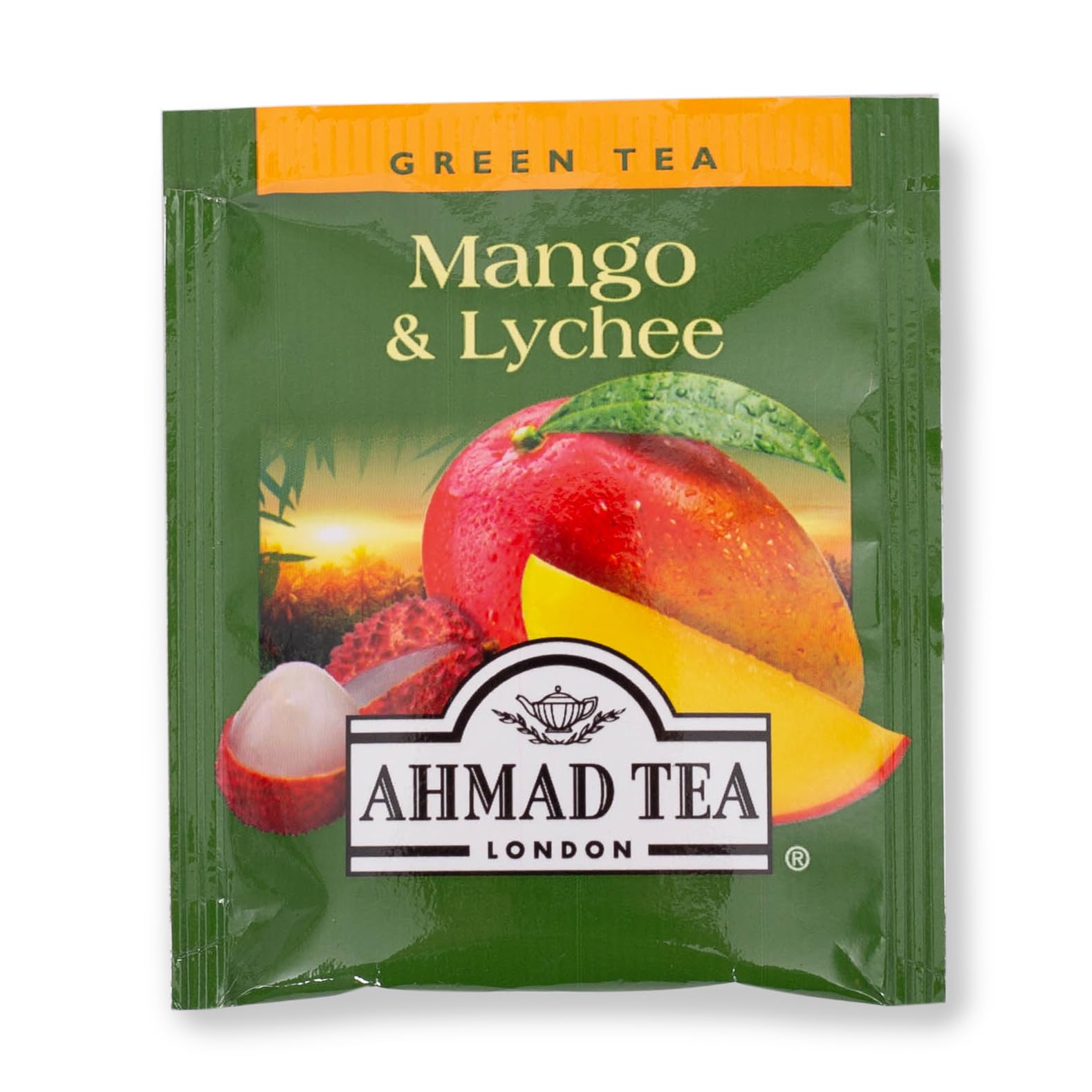 Ahmad Tea trozos de mango y lichi mostrando fruta real y sabor