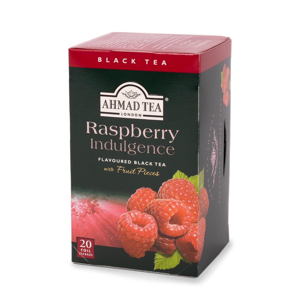 Ahmad Tea vista frontal de la caja mostrando etiqueta y diseño elegante