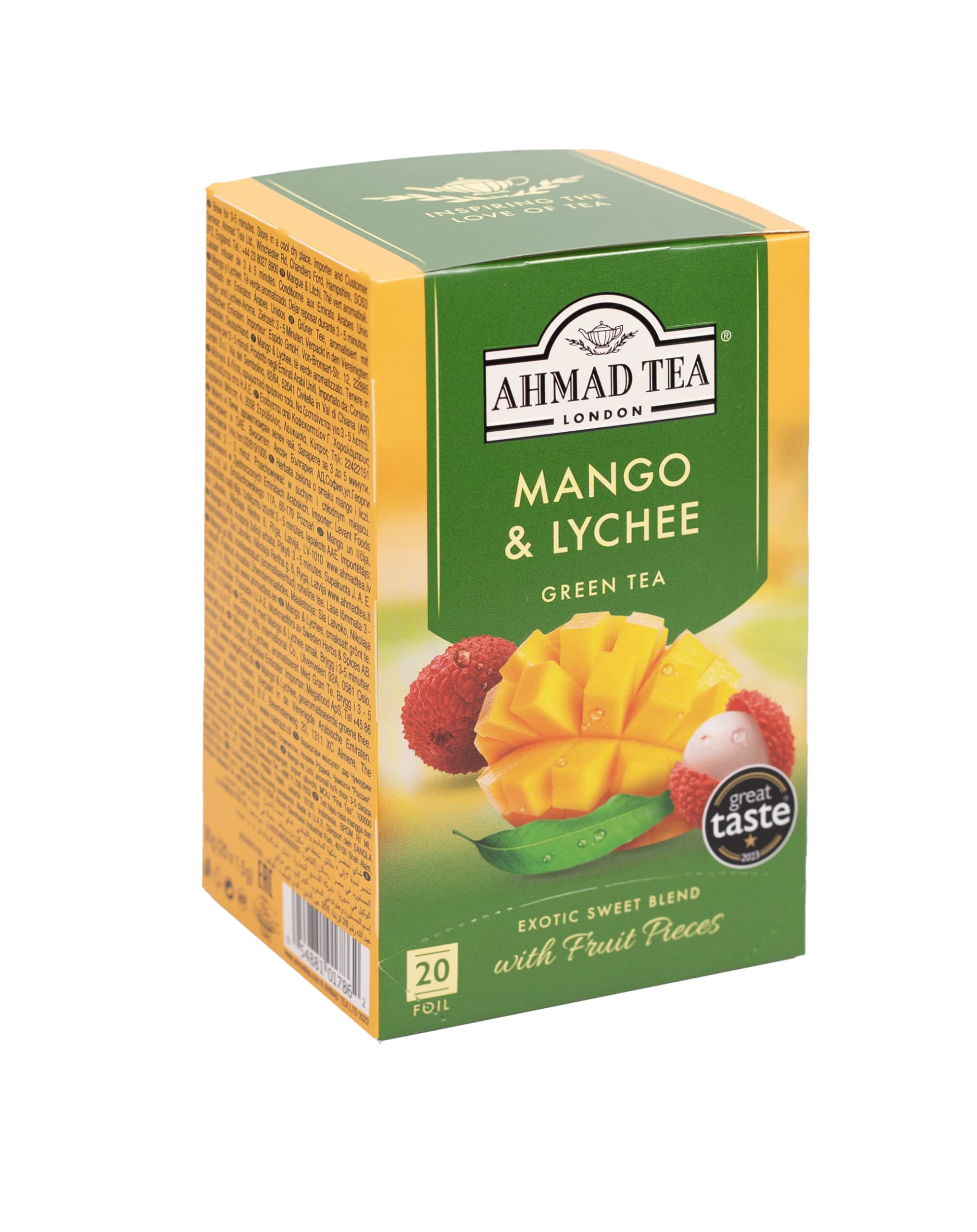 Ahmad Tea taza caliente destacando sabor afrutado y reconfortante