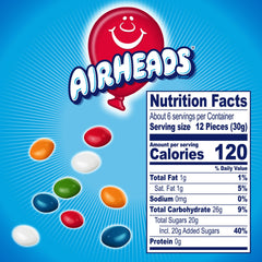 Airheads bolsa abierta con caramelos visibles, facilita repartir en fiestas