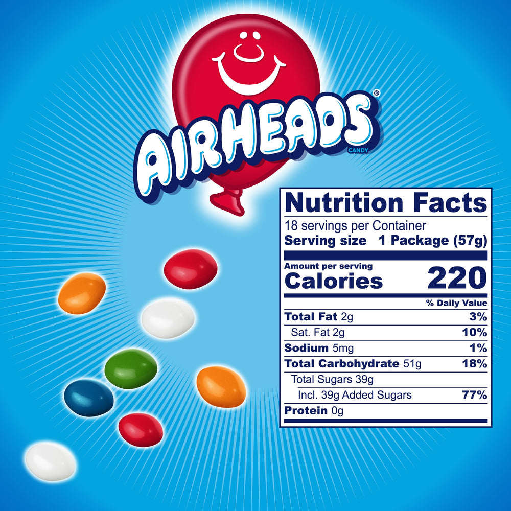 Airheads bolsita abierta con bocados listos para servir en fiestas