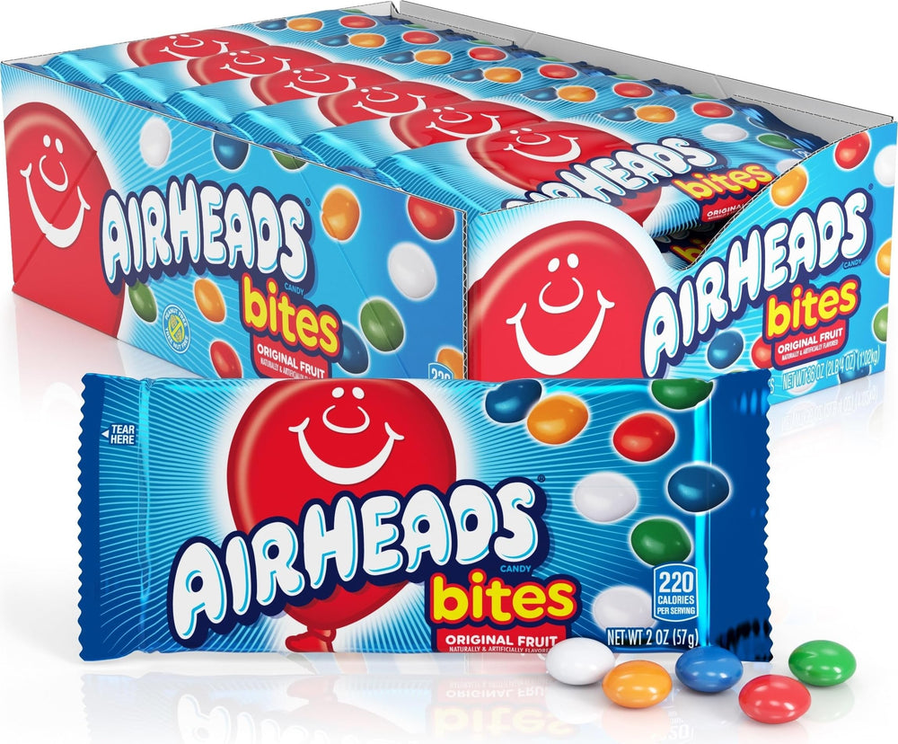 Airheads empaque frontal mostrando el paquete y facilidad para compartir