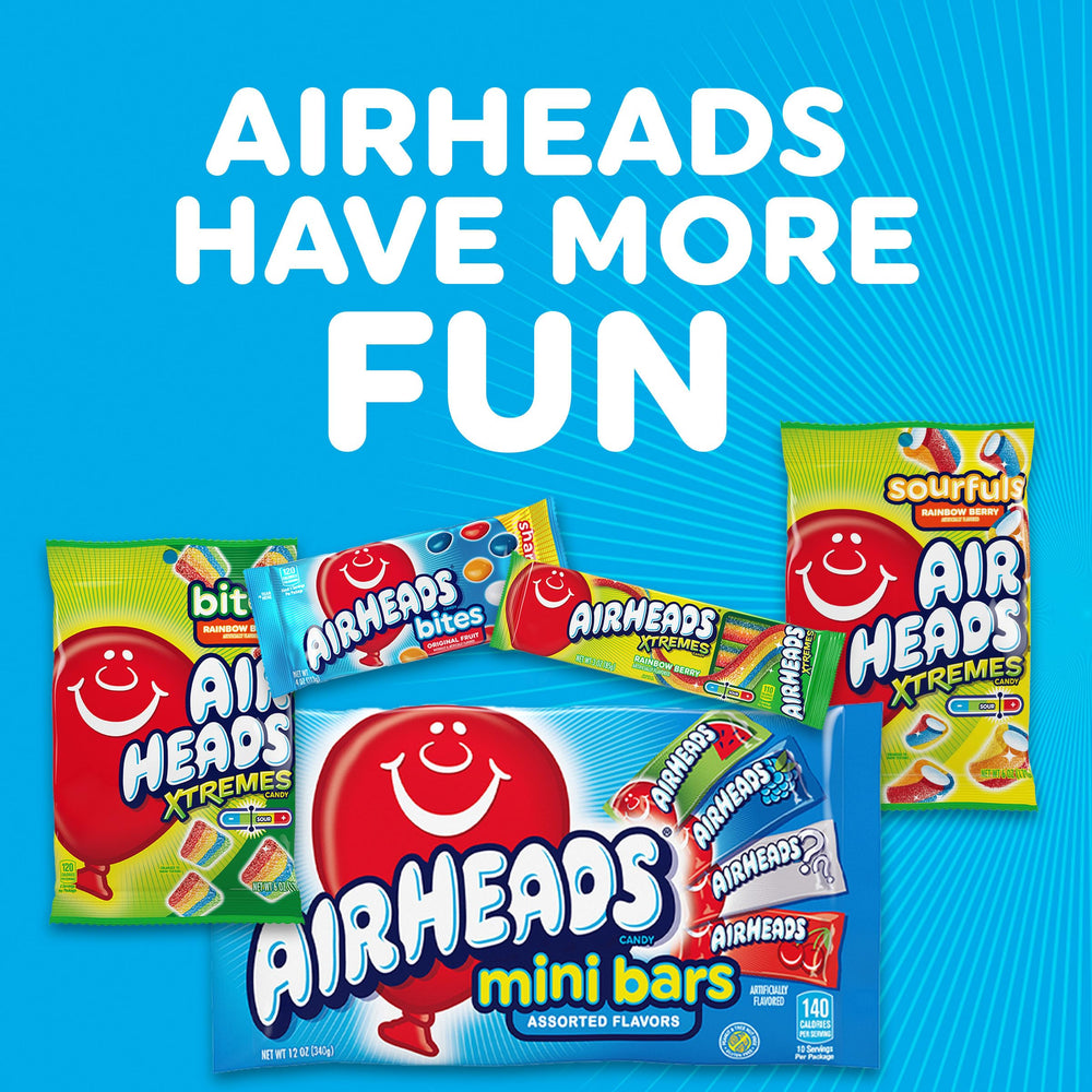 Airheads bolsita guardada en mochila, snack portátil y conveniente