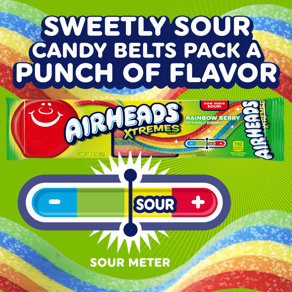 Airheads comparación de tamaño en mano para visualizar porción