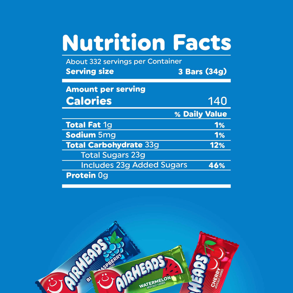 Airheads detalle de barra envuelta individualmente para distribución fácil