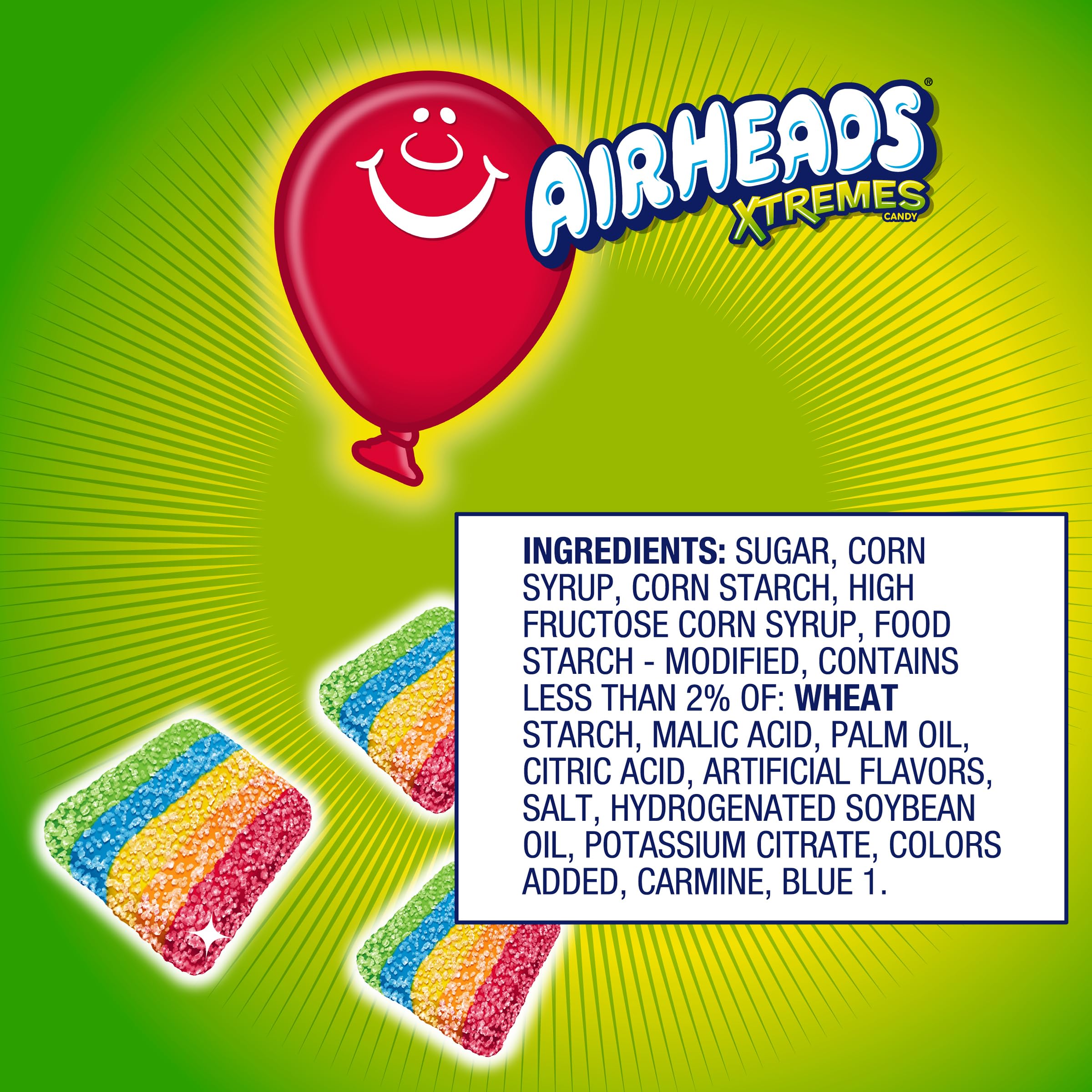 Airheads bocado en primer plano muestra textura masticable y atractivo visual