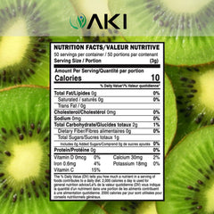 AKI ORGANIC textura del polvo de kiwi en primer plano para fácil disolución