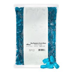 Albanese bolsa frontal con ositos Blue Raspberry, visual claro del envase y cantidad