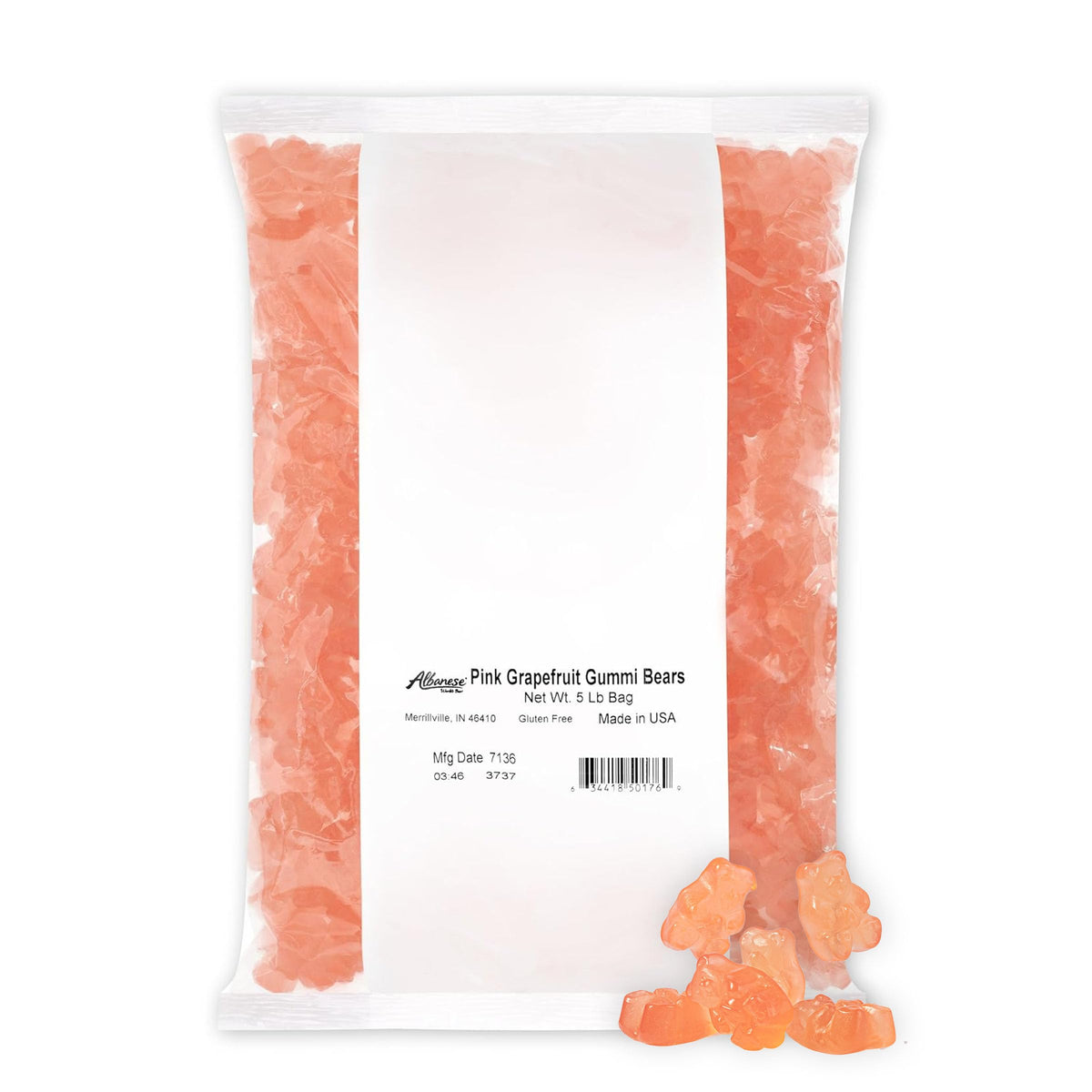 Albanese bolsa frontal Pink Grapefruit mostrando tamaño y marca