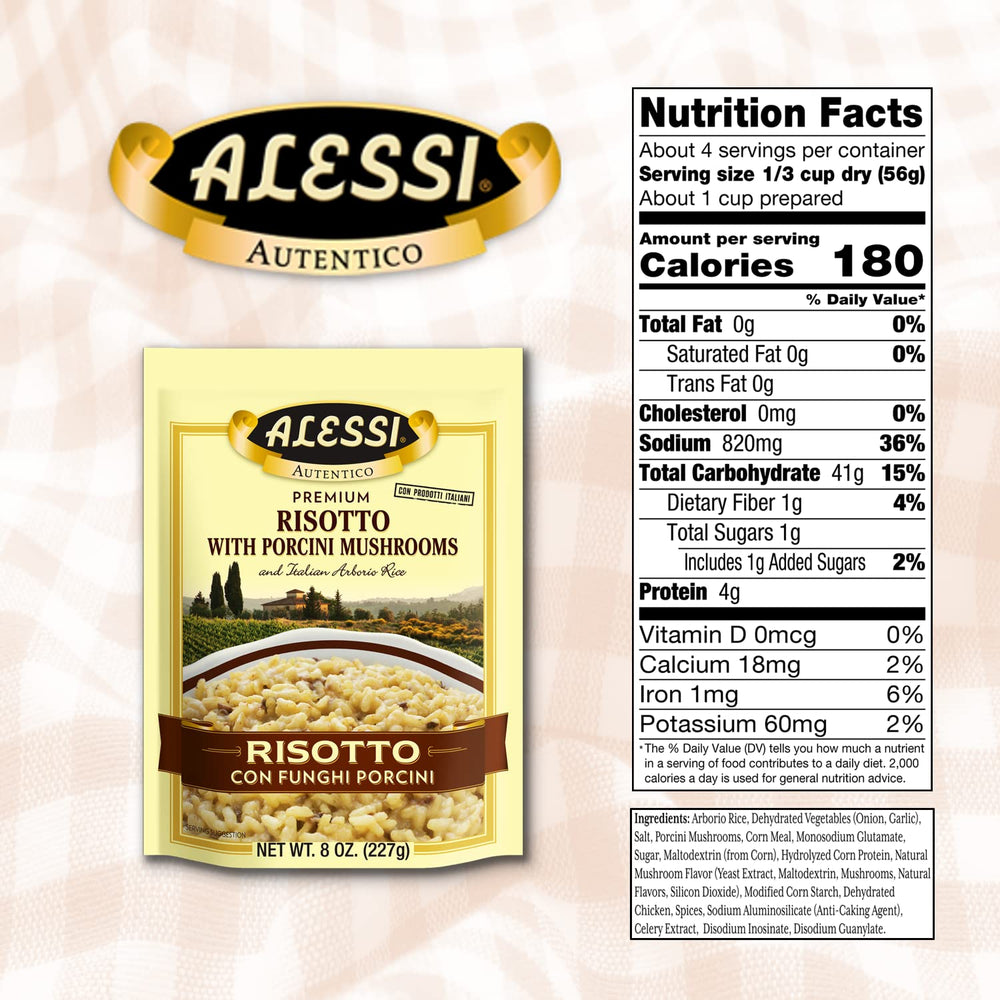 Alessi arroz Arborio primer plano mostrando granos para cremosidad