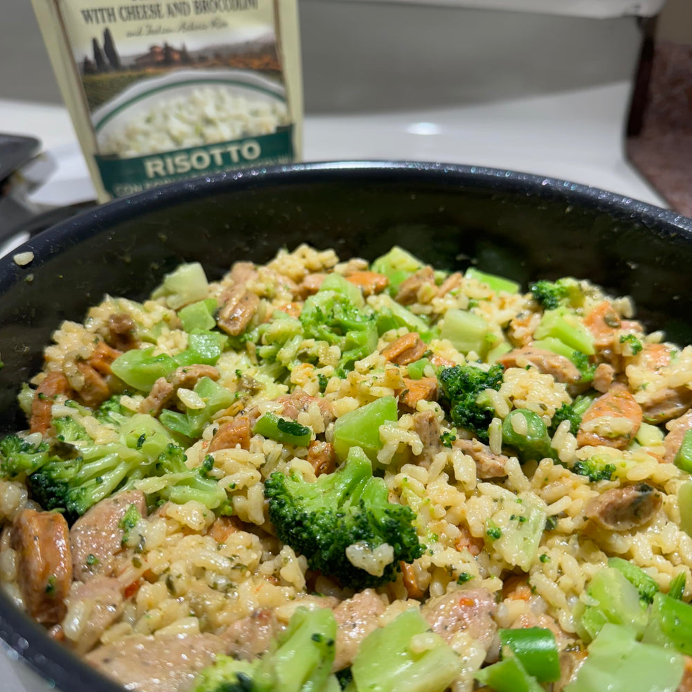 Alessi risotto servido en plato listo para comer que inspira reunir familia