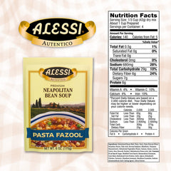 Alessi detalle del sobre con instrucciones y lista de ingredientes clara
