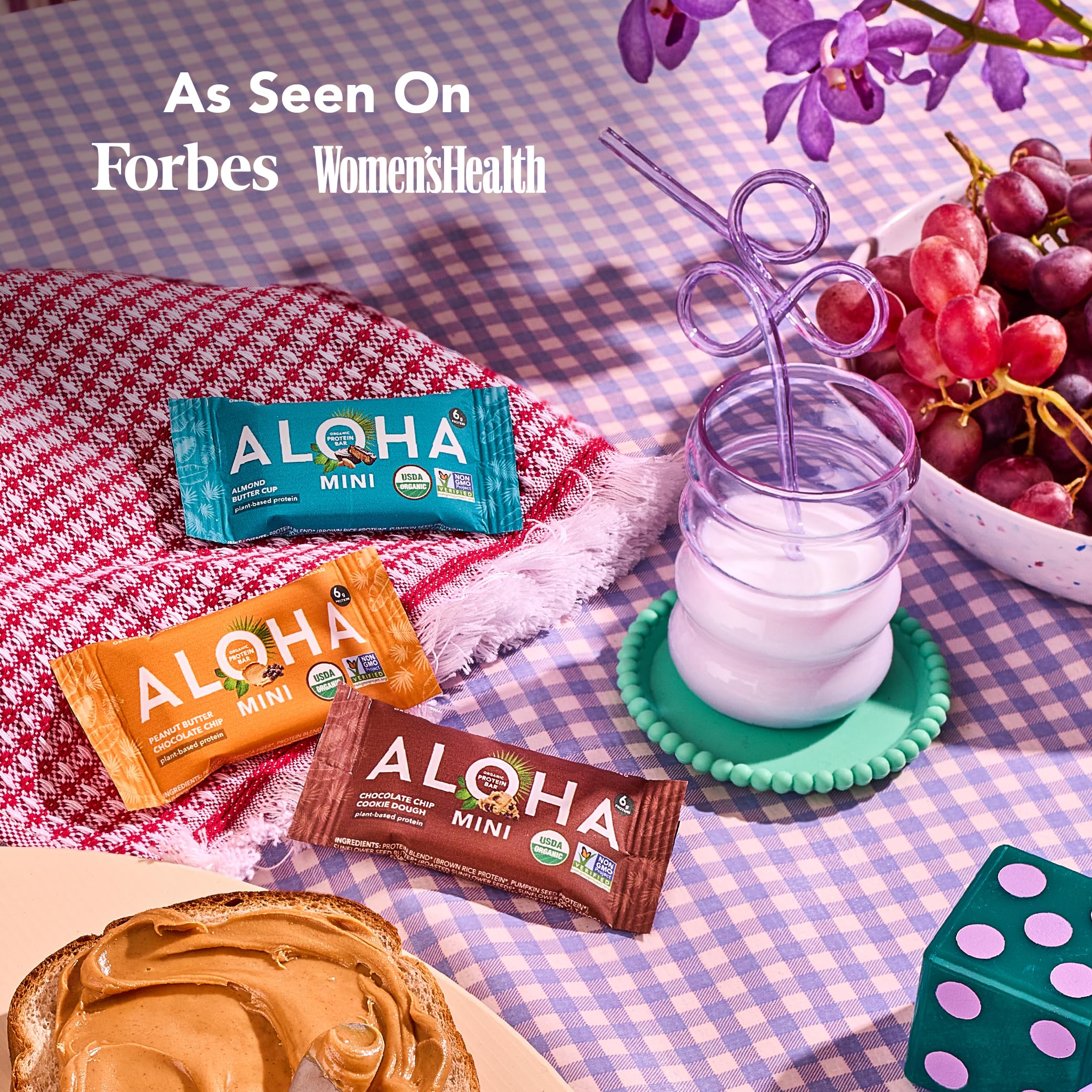 ALOHA barra en mano para comparar tamaño y llevar como snack portátil