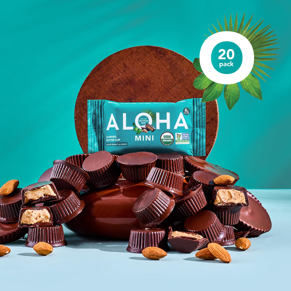 ALOHA barra en bicicleta o mochila ilustrando snack energético para salidas