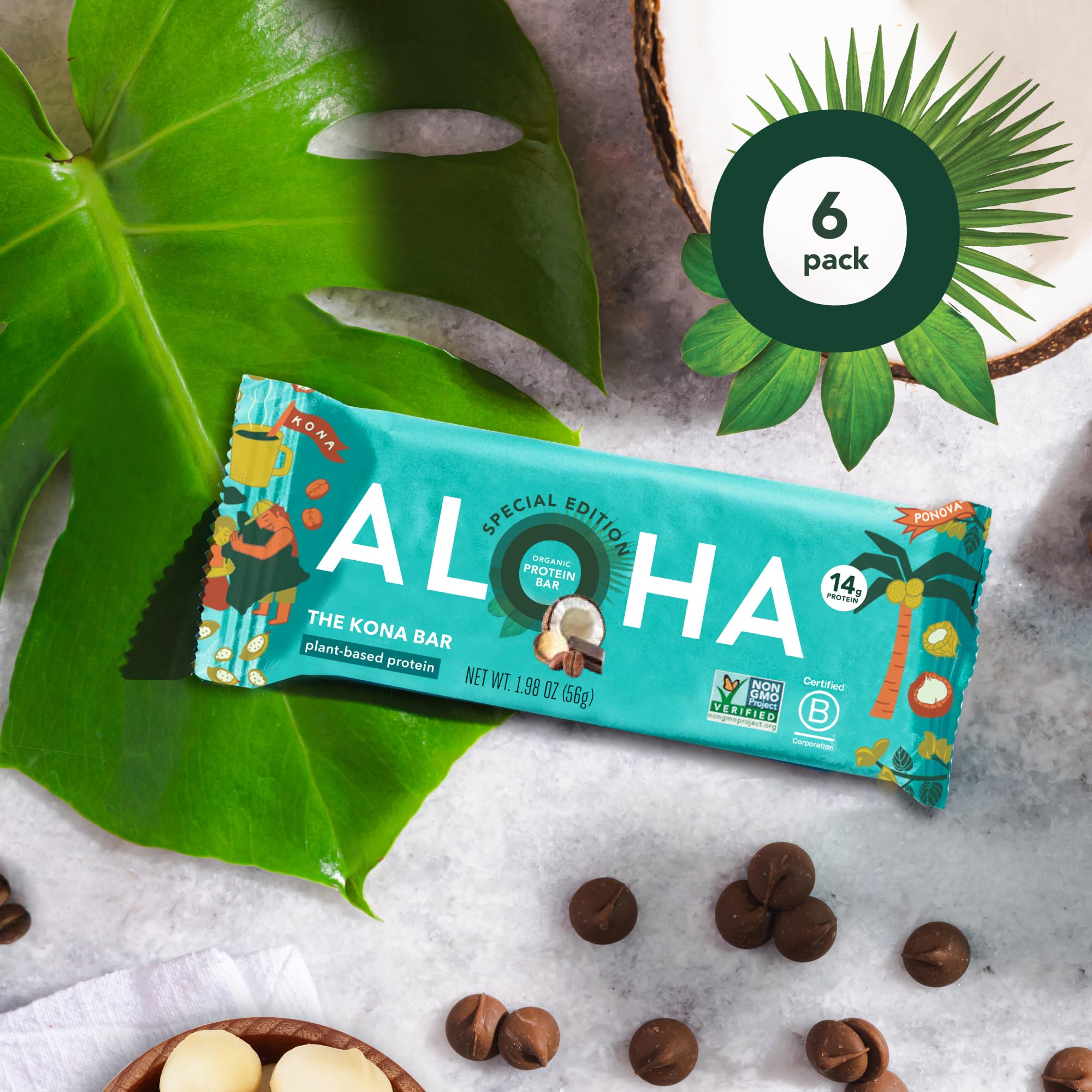 ALOHA caja abierta con seis barras, ideal para compartir o almacenar
